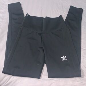 Adidas Like New 3 Stripes All Black W/ White Logo leggings